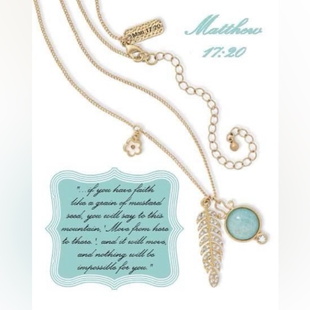 Premier Designs Gold and Blue Faith Necklace